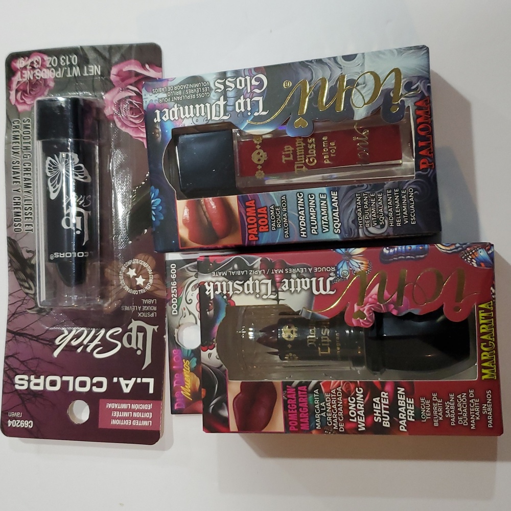 3piece dark goth‎ vamp lipstick, lip plumper gloss and matte lipstick set new
